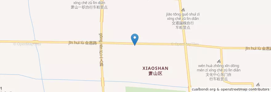 Mapa de ubicacion de 萧山区政府北门自行车租赁点 en 中国, 浙江省, 杭州市.