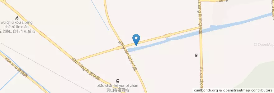 Mapa de ubicacion de 萧棉路工人路口自行车租赁点 en China, Zhejiang, 杭州市.