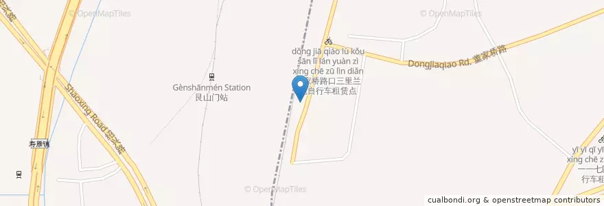 Mapa de ubicacion de 董家苑西门自行车租赁点 en China, Zhejiang, Hangzhou, 下城区, 文晖街道.