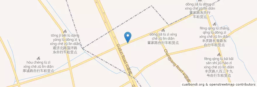 Mapa de ubicacion de 董家路水曲苑自行车租赁点 en China, Zhejiang, Hangzhou City, Yuhang District.