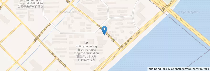 Mapa de ubicacion de 衢江路三十五号自行车租赁点 en Çin, Zhejiang, Hangzhou, 上城区, 望江街道.