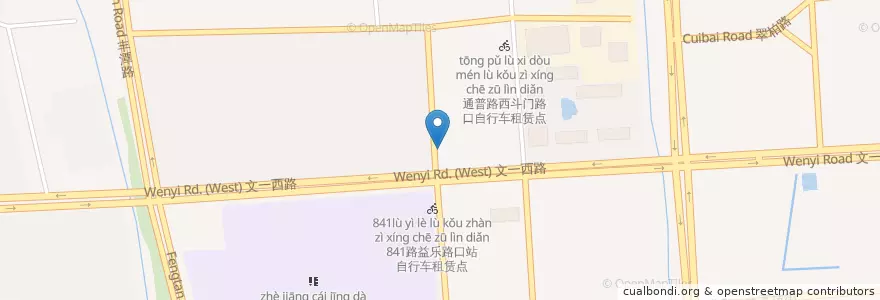Mapa de ubicacion de 西斗门自行车租赁点 en Çin, Zhejiang, Hangzhou, 西湖区.
