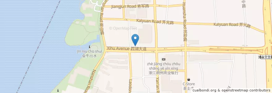 Mapa de ubicacion de 西湖大道262号自行车租赁点 en 中国, 浙江省, 杭州市, 上城区.