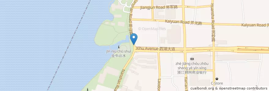 Mapa de ubicacion de 西湖大道298号自行车租赁点 en 中国, 浙江省, 杭州市, 上城区.