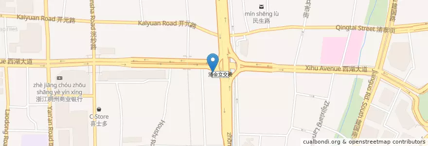 Mapa de ubicacion de 西湖大道南自行车租赁点 en 中国, 浙江省, 杭州市, 上城区, 清波街道.