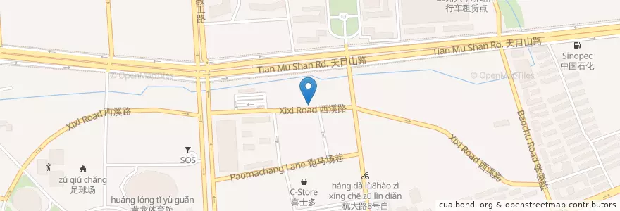 Mapa de ubicacion de 西溪路118号自行车租赁点 en 中国, 浙江省, 杭州市, 西湖区.