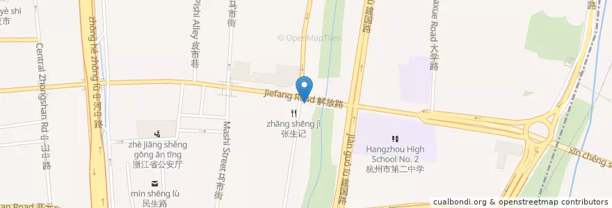 Mapa de ubicacion de 解放路89号自行车租赁点 en China, Zhejiang, Hangzhou City, Shangcheng District, 小营街道.