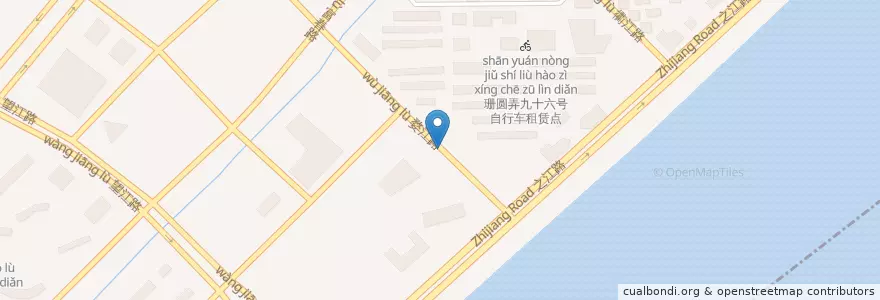 Mapa de ubicacion de 诗园弄西自行车租赁点 en 中国, 浙江省, 杭州市, 上城区, 望江街道.