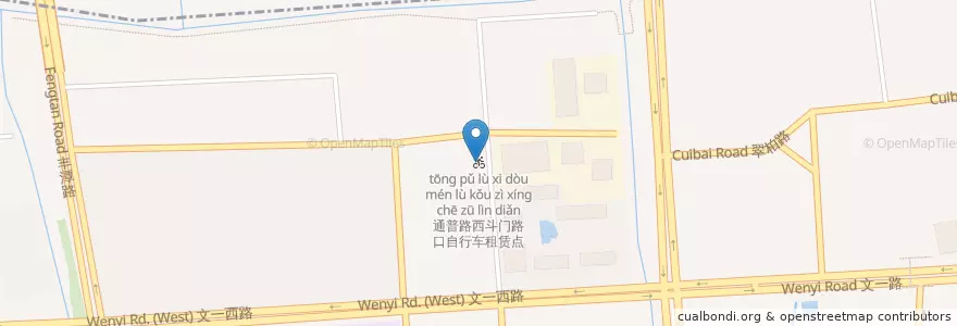 Mapa de ubicacion de 通普路西斗门路口自行车租赁点 en Çin, Zhejiang, Hangzhou, 西湖区.