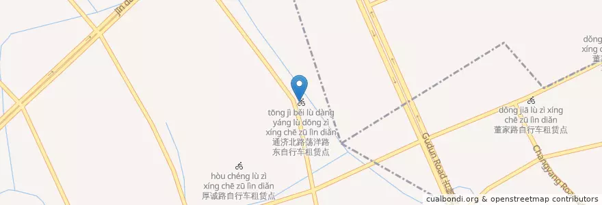 Mapa de ubicacion de 通济北路荡洋路东自行车租赁点 en China, Zhejiang, 杭州市, 三墩镇.
