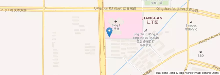 Mapa de ubicacion de 采东路九号自行车租赁点 en 中国, 浙江省, 杭州市, 江干区, 采荷街道.