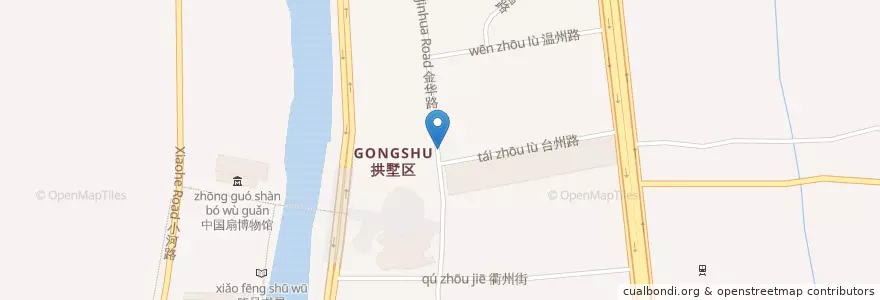 Mapa de ubicacion de 金华路东自行车租赁点 en China, Zhejiang, Hangzhou, Gongshu, 拱宸桥街道.