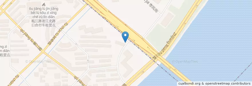 Mapa de ubicacion de 钱江时代公寓1号自行车租赁点 en China, Zhejiang, Hangzhou, Jianggan.