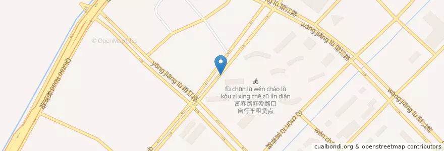 Mapa de ubicacion de 钱江路甬江路北自行车租赁点 en China, Zhejiang, Hangzhou, 上城区, 紫阳街道.