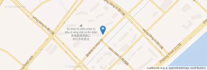 Mapa de ubicacion de 闻潮路雷霆路口自行车租赁点 en China, Zhejiang, Hangzhou, 上城区.