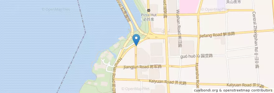 Mapa de ubicacion de 青藤茶室自行车租赁点 en 中国, 浙江省, 杭州市, 上城区, 湖滨街道.