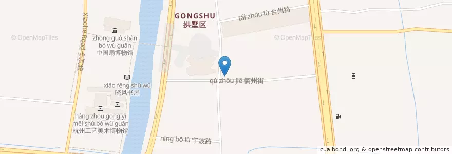 Mapa de ubicacion de 风亭苑自行车租赁点 en China, Zhejiang, Hangzhou City, Gongshu District, 拱宸桥街道.