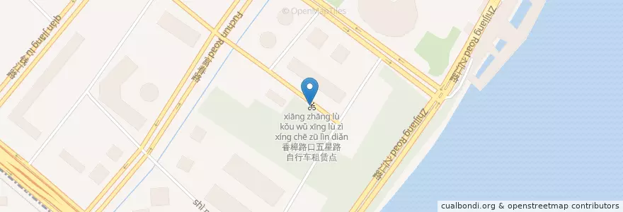 Mapa de ubicacion de 香樟路口五星路自行车租赁点 en China, Zhejiang, 杭州市, 江干区, 四季青街道.