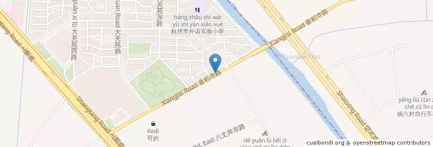 Mapa de ubicacion de 香积寺路227号自行车租赁点 en Chine, Zhejiang, Hangzhou, District De Xiacheng, 大关街道.