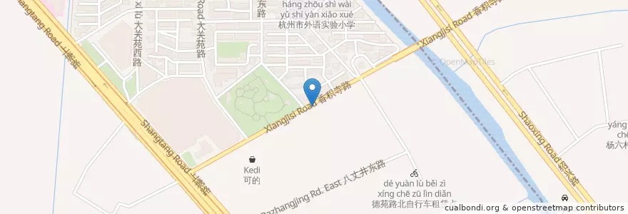 Mapa de ubicacion de 香积寺路247号自行车租赁点 en 중국, 저장성, 항저우시, 샤청구, 大关街道.