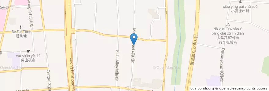 Mapa de ubicacion de 马市街90号自行车租赁点 en Çin, Zhejiang, Hangzhou, 上城区, 小营街道.