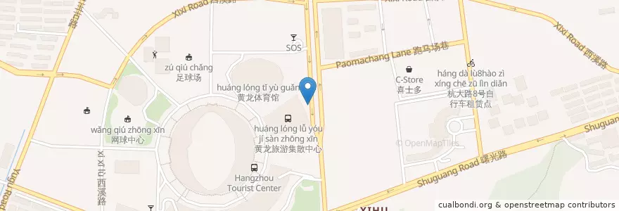 Mapa de ubicacion de 黄体中心东门北自行车租赁点 en Çin, Zhejiang, Hangzhou, 西湖区.