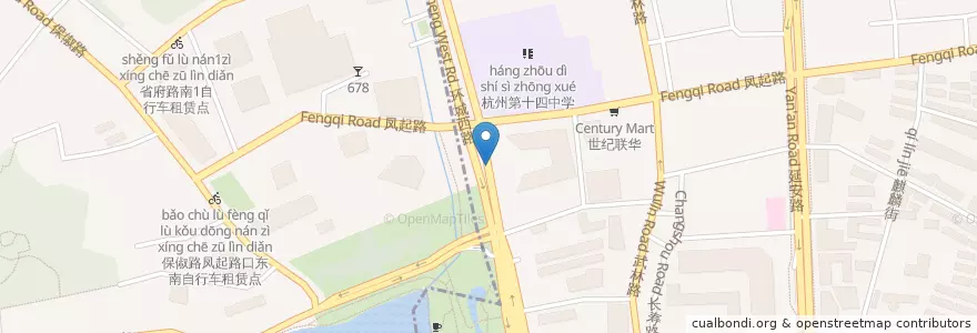 Mapa de ubicacion de 龙游路口自行车租赁点 en China, Zhejiang, Hangzhou.
