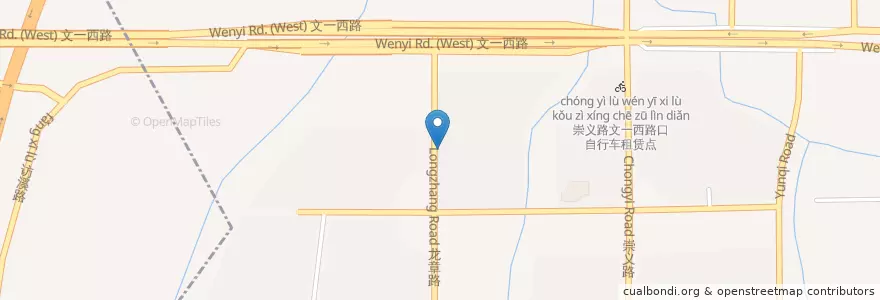 Mapa de ubicacion de 龙章路芦雪街口自行车租赁点 en China, Zhejiang, 杭州市, 西湖区.