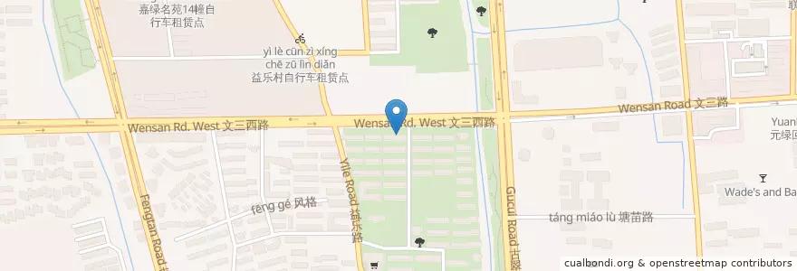 Mapa de ubicacion de 24路古荡站自行车租赁点 en China, Zhejiang, 杭州市, 西湖区.