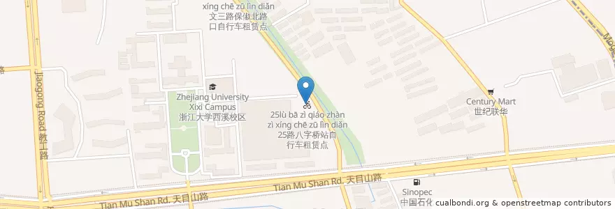 Mapa de ubicacion de 25路八字桥站自行车租赁点 en China, Zhejiang, Hangzhou City, Xihu District.