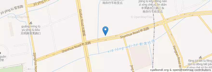 Mapa de ubicacion de 37路申花路古墩路口自行车租赁点 en چین, چجیانگ, هانگژو, 拱墅区, 祥符街道.