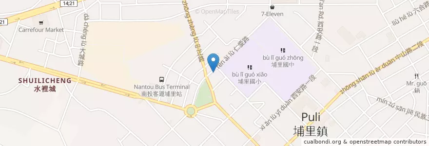 Mapa de ubicacion de 寄居蟹茶餐廳 en تايوان, مقاطعة تايوان, مقاطعة نانتو, 埔里鎮.