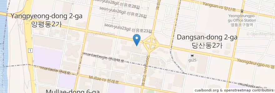 Mapa de ubicacion de 양주골 오리마을 en Zuid-Korea, Seoel, 영등포구, 양평동, 양평1동.
