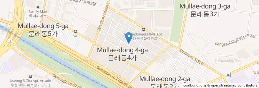 Mapa de ubicacion de 강마을 소머리국밥 en 대한민국, 서울, 문래동.