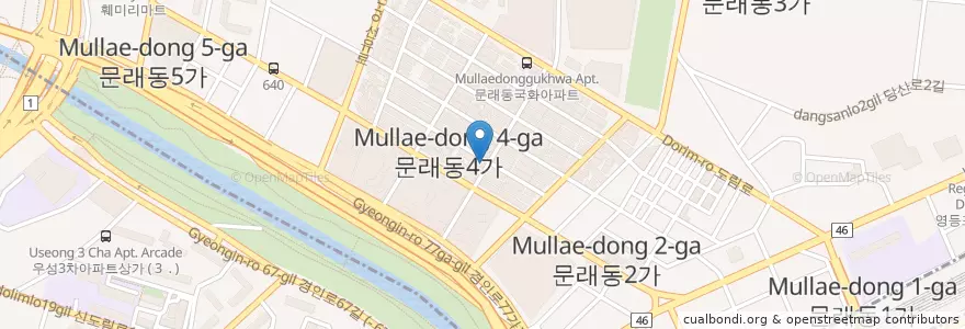 Mapa de ubicacion de 삼오식당 en South Korea, Seoul, Mullae-Dong.
