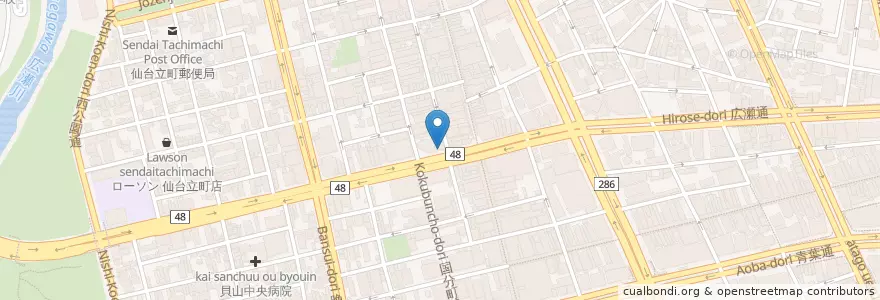 Mapa de ubicacion de 吉野家 en 日本, 宮城県, 仙台市, 青葉区.