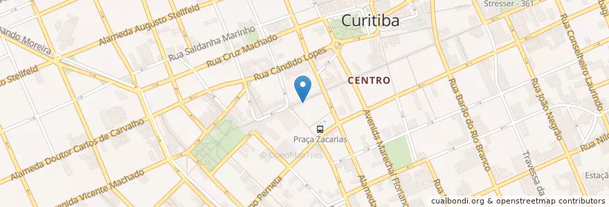 Mapa de ubicacion de Bar Triângulo en ブラジル, 南部地域, パラナ, Região Geográfica Intermediária De Curitiba, Região Metropolitana De Curitiba, Microrregião De Curitiba, クリチバ.