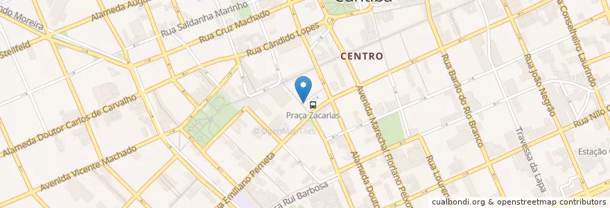 Mapa de ubicacion de Café da Zacarias en البَرَازِيل, المنطقة الجنوبية, بارانا, Região Geográfica Intermediária De Curitiba, Região Metropolitana De Curitiba, Microrregião De Curitiba, كوريتيبا.