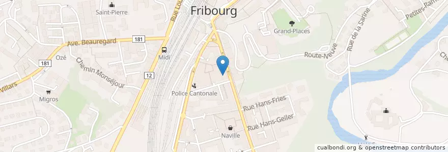 Mapa de ubicacion de Crédit Agricole Financements en Svizzera, Friburgo, Distretto Della Sarine, Fribourg - Freiburg.