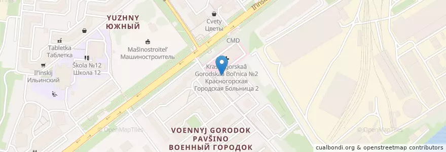 Mapa de ubicacion de Горздрав en Rusia, Distrito Federal Central, Óblast De Moscú, Городской Округ Красногорск.