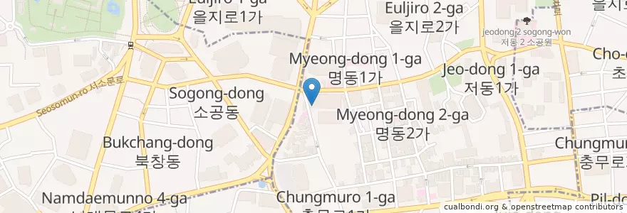 Mapa de ubicacion de Pizza Mole en South Korea, Seoul, Myeong-Dong.
