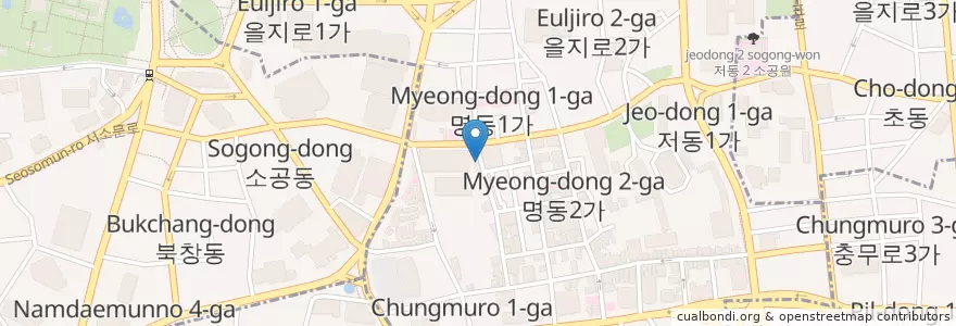 Mapa de ubicacion de 봉가안동찜닭 en Zuid-Korea, Seoel, 명동.