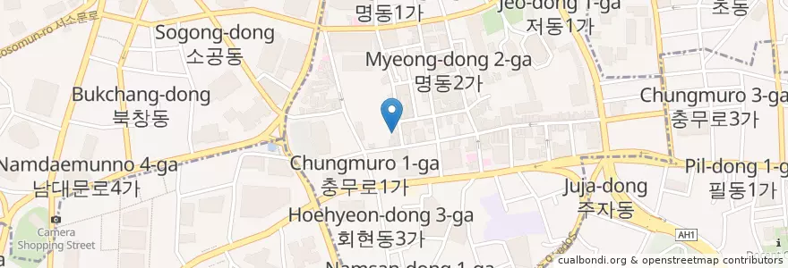 Mapa de ubicacion de 카페개네 en Corée Du Sud, Séoul, 중구, 명동.