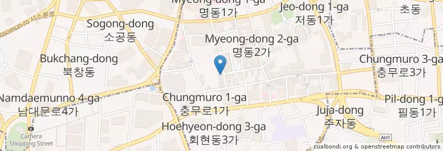 Mapa de ubicacion de 명품사주카페 en Zuid-Korea, Seoel, 중구, 명동.