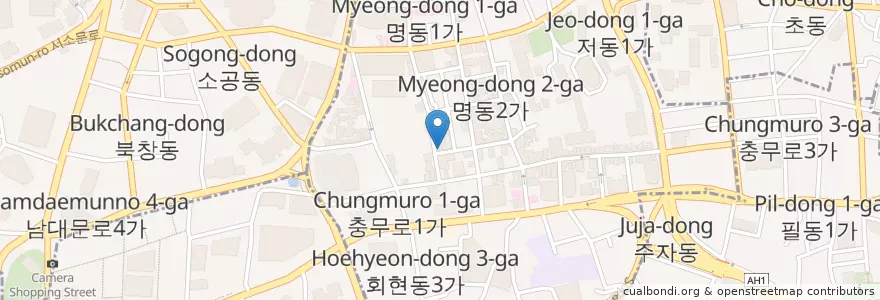 Mapa de ubicacion de 꼬시나 en Corea Del Sur, Seúl, 중구, 명동.