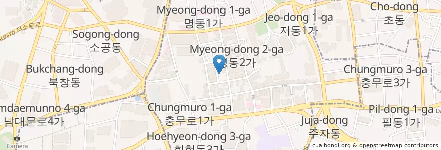 Mapa de ubicacion de 젠하이드어웨이 en Coreia Do Sul, Seul, 중구, 명동.