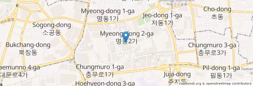 Mapa de ubicacion de 아그네스 파스타 en Güney Kore, Seul, 중구, 명동.