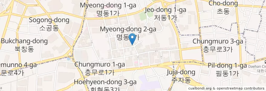 Mapa de ubicacion de 빠네파스타 en Güney Kore, Seul, 중구, 명동.