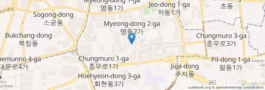 Mapa de ubicacion de 반타이 en Coreia Do Sul, Seul, 중구, 명동.