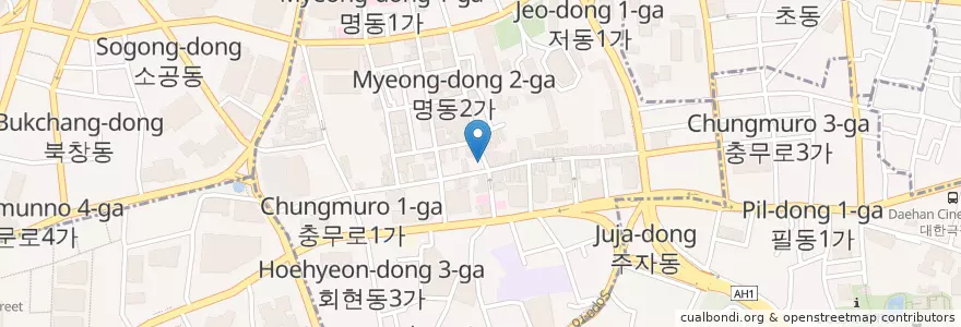 Mapa de ubicacion de 유가네닭갈비 en Coreia Do Sul, Seul, 중구, 명동.